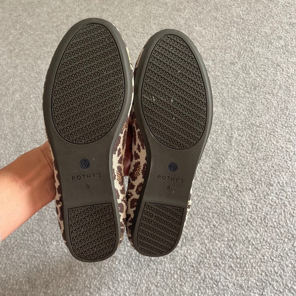 Rothys The Loafer Mocha Spot Retired Knit Flats Red Trim Womens Size 8 - Picture 6 of 7
